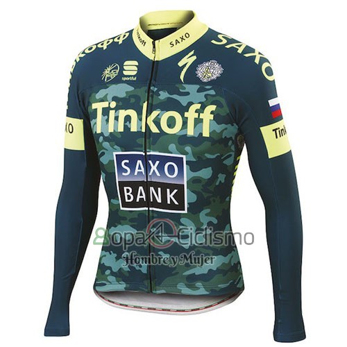 Tinkoff Saxo Bank Ropa Ciclismo Culotte Largo 2016 Mangas Largas AMarillo y Verde